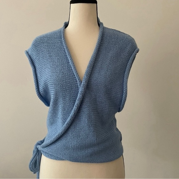 Free People!! Wish You Were Here Black Wrap Sweater! - Picture 3 of 4